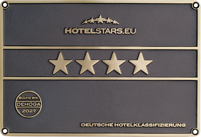 Logo des Hotelstars.eu mit vier Sternen